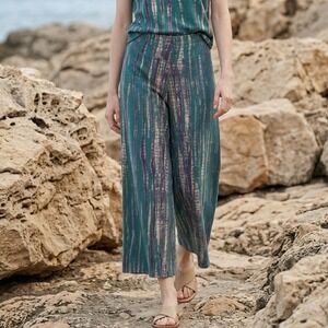 Mexicali Blues Womens XL Wide Leg Tie Dye Pants Teal Purple Gold Made in Nepal